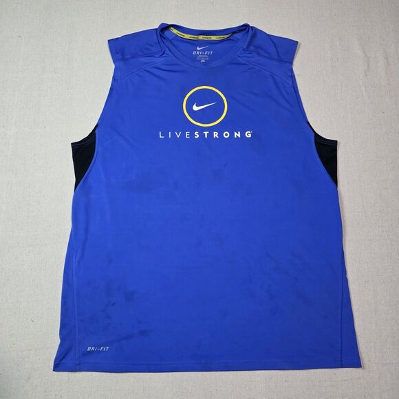 Nike Shirt Mens Size XL Blue Sleeveless Dri Fit Livestrong Cycling Active Tank - Picture 1 of 10